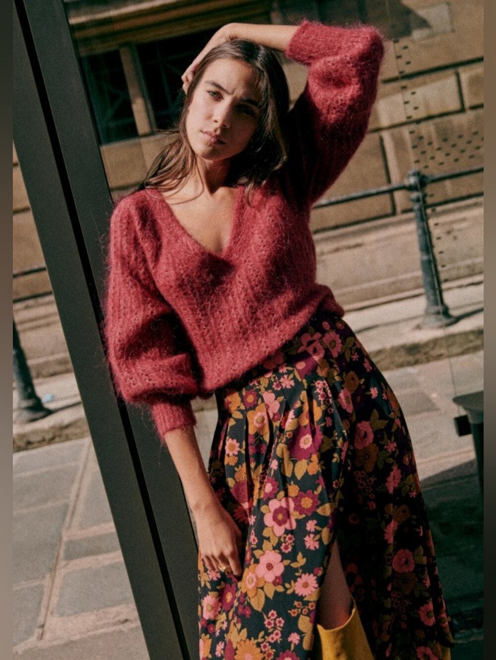 Sezane Rosa Jumper In Rosewood